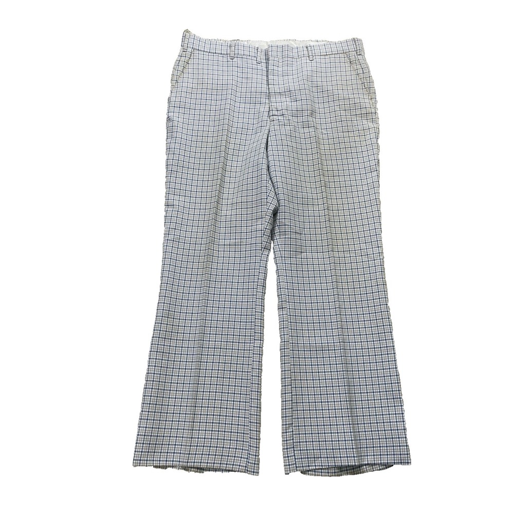70s Vtg Mens (Fits 38x30) Tartan Plaid Disco Hippie Rave Pants Eclectic Grandpa